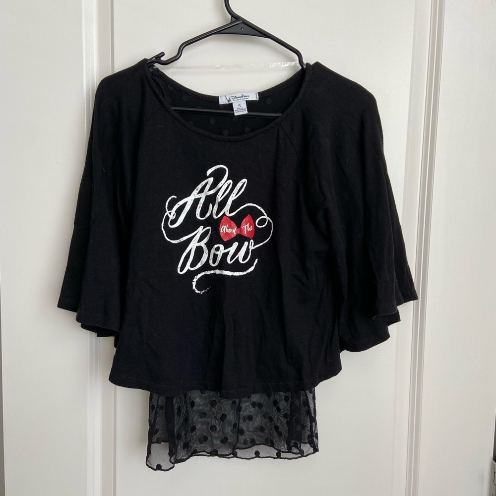 NWOT Minnie Mouse Black Polka Dot Blouse “All About The Bow” - Size S